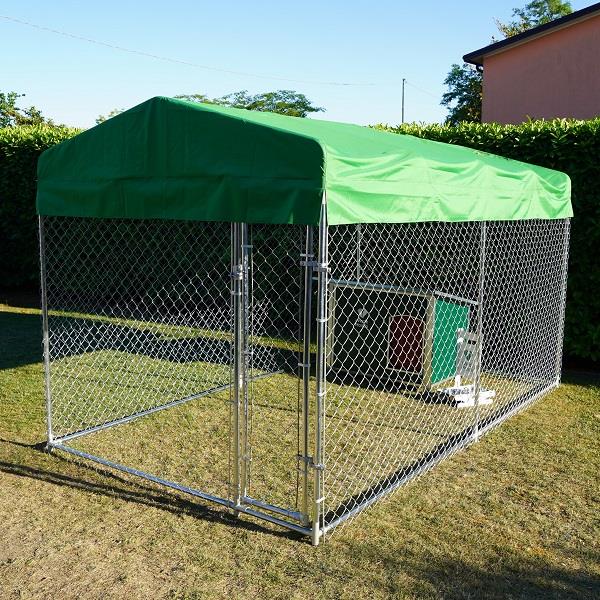 Box Per Cani Modello Husky Grande Recinto 3,96 X 2,28 Coperto Con Porta Ciotole