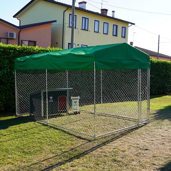 Box Per Cani Modello Husky Grande Recinto 3,96 X 2,28 Coperto Senza Porta Ciotole