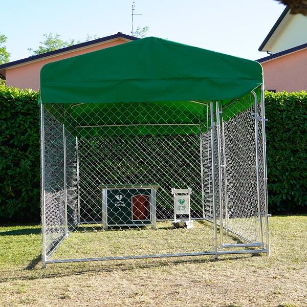 Box Per Cani Modello Husky Media Recinto 3,96 X 2,28 Coperto Con Porta Ciotole